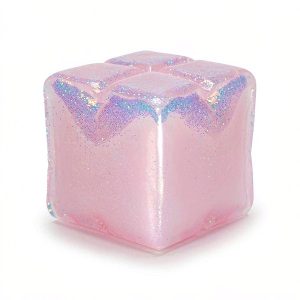 Aurora Jelly Cube Squishy — Pink Iridescent Slow Rising Cube