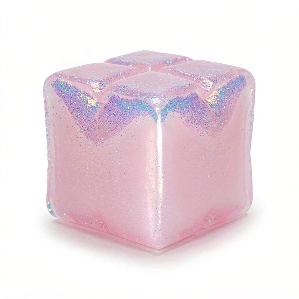 Aurora Jelly Cube Squishy — Pink Iridescent Slow Rising Cube